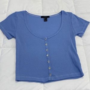 Forever 21 Blue Cropped Shirt